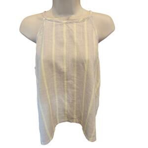 NWT Ann taylor linen blend summer tank career casual layering beige yellow Small